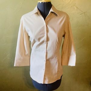 George Stretch Cream Vertical Striped Blou…